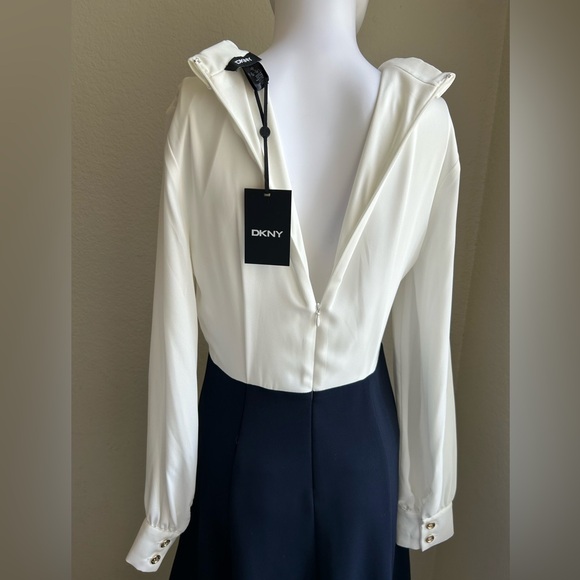 DKNY TIE NECK/BUTTON SKIRT NWOT DRESS SIZE 6 - Picture 4 of 6